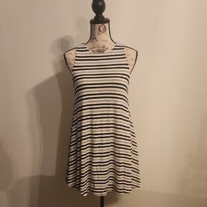 Black and White Striped Sleeveless Dress